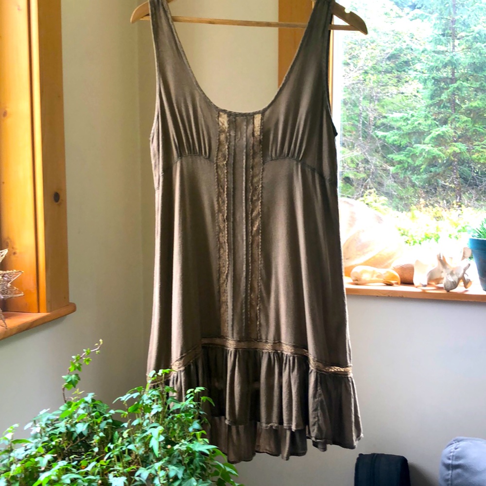 Olive and lace boho tunic